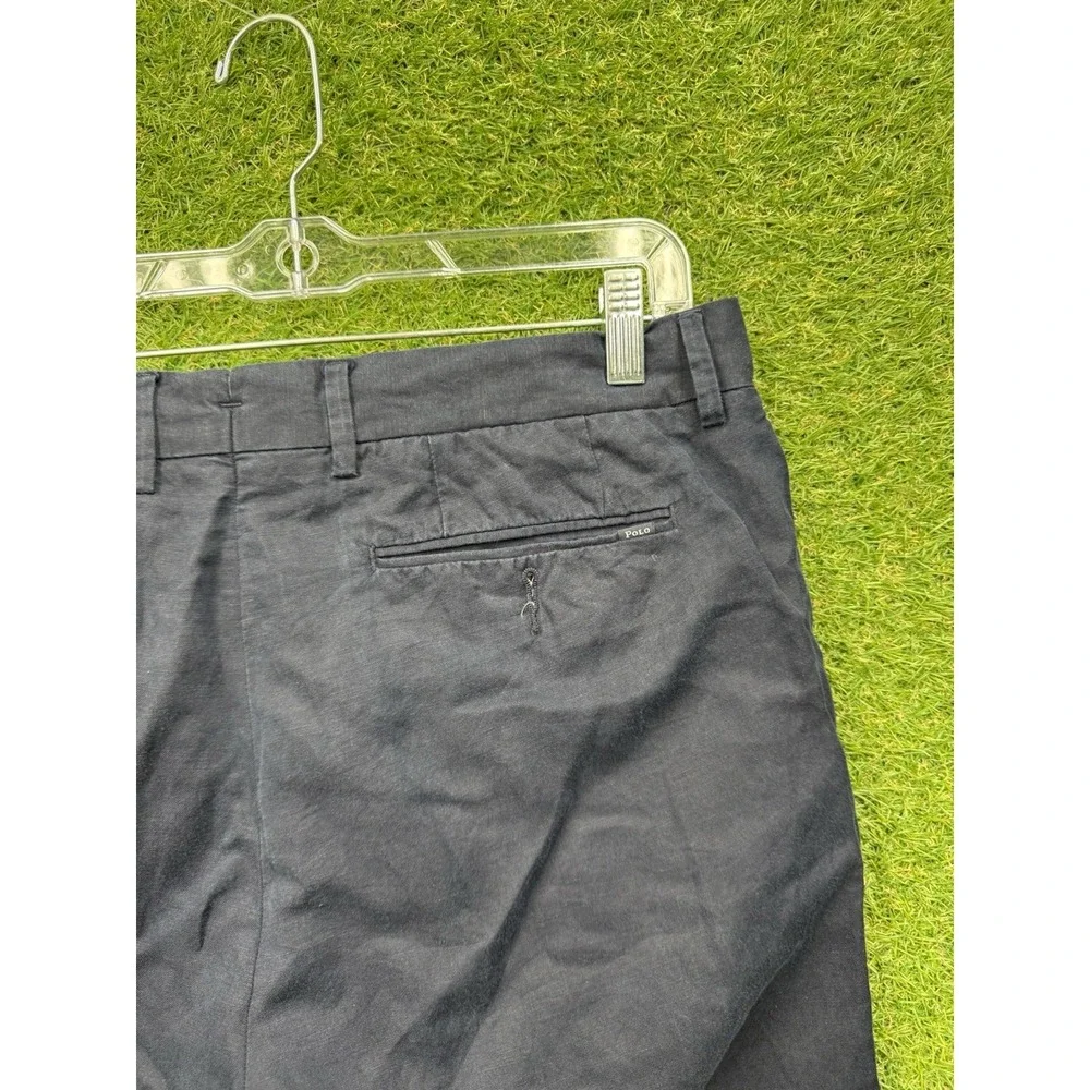 Vintage Polo Ralph Lauren Pants Mens 33x30 Blue Linen Blend Straight Leg Dress